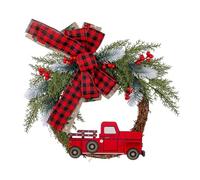 Christmas Wreath For Front 16.9 Inch Red Truck Christmas Wreath Xmas with Holiday Bowknot,Rustic Decorations Vint