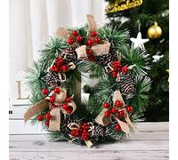 Christmas Wreath For Front Door, 12inch Christmas Garland Outdoor, Artificial Christmas Wreaths For Home Decor Indoor, Home Decor For Wall, Fireplace, Decoration,Red-A8