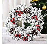 Christmas Wreath For Front Door, 12inch Christmas Garland Outdoor, Artificial Christmas Wreaths For Home Decor Indoor, Home Decor For Wall, Fireplace, Decoration,Red-A10