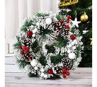 Christmas Wreath For Front Door, 12inch Christmas Garland Outdoor, Artificial Christmas Wreaths For Home Decor Indoor, Home Decor For Wall, Fireplace, Decoration,Red-A7