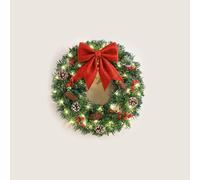 Christmas Wreath for Front Door, 50/60cm, Decorated with Pine Cones, Berry Clusters, with LED Lights, it is an ideal choice for Christmas and holiday decorations,001,40cm