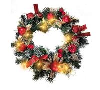 Christmas Wreath for Front Door - Artificial Red Xmas Door Wreath with LED Lights, Christmas Door Garland for Hanging Door Fireplace Holiday Indoor Outdoor Wall Decorations (Style C)