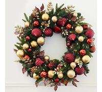Christmas Wreath For Front Door,Christmas Garland Decor,Artificial Xmas Wreath With Red Be (B 60cm)