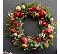 Christmas Wreath For Front Door,Christmas Garland Decor,Artificial Xmas Wreath With Red Berries Pine Cones,Decorations Winter Wreath,Christmas-Decor For Wall Home Decor,A-60cm