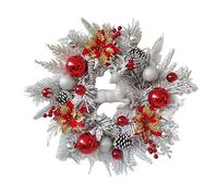 Christmas Wreath for Front Door Christmas Reindeer Wreath with Christmas Poinsettia Flower Christmas Decorations