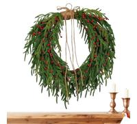 Christmas Wreath for Outdoor | Indoor Decoration in Green Pine with Red Berries - Welcome Hanging Wreath Door 50cm, for Autumn Indoor Outdoor Living Room Kitchen Hallway Window Porch