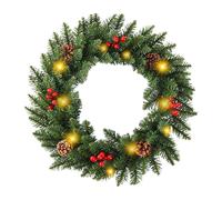 Christmas Wreath for the Door - Artificial Illuminated Festive Christmas Decoration, Rustic Wreath Decoration, for Front Door, Wall, Window, Living Room, Mantle, Fireplace, Entrance, Winter