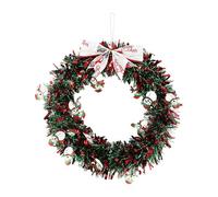 Christmas Wreath For The Door | Red And Green Stripes Decoration | Festive Wreaths,Suitable For Housewarming Winter Festival New Year Fireplace Living Room And Party
