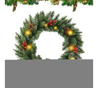 Christmas Wreath for the Front Door, Artificial Illuminated Festive Christmas Decoration, Festive Farmhouse Wreath, For Front Door, Wall, Window, Living Room, Mantle, Fireplace, Entrance, Winter