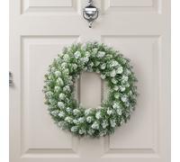 Christmas Wreath Frosted Green Artificial Door Decoration 45cm (S) 60cm (L) Christow Green Large