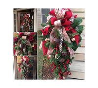 Christmas Wreath Garland Candy Cane Bow Ornament Front Door Wall Home Decor