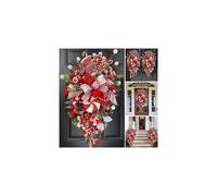 Christmas Wreath Garland Candy Cane Bow Ornament Front Door Wall Home Decor