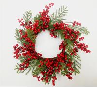 Christmas Wreath Garland Decorated Berries cones Wall Door Xmas Hanging Ornament