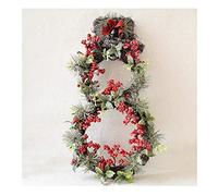 Christmas Wreath Hand-Made Wreaths ICY and Snowy Green Leaves Front Door Wreaths Artificial Pine Needles and Red Jam Fruit Wreaths Christmas Wreaths Wreath
