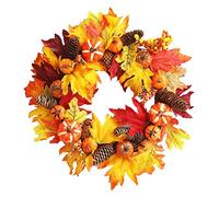 Christmas Wreath Home Decor Front Door Maple Leaf Wreaths 18" Fall Door Wreath Pumpkin Wreath Artificial Wreaths for Window Halloween Thanksgiving Wreath