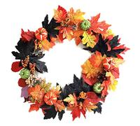 Christmas Wreath Home Decor Front Door Maple Leaf Wreaths 18" Fall Door Wreath Pumpkin Wreath Artificial Wreaths for Window Halloween Thanksgiving Wreath