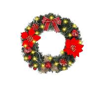 Christmas Wreath Illuminated Garland With 30 Warm White LED Lights, 40 cm, For Hanging Garland Holiday House Decorations On The Front Door (Type A)
