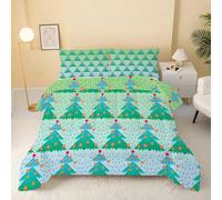 Christmas Wreath King Size Duvet - Green Reversible Coverless Woods Duvet King Size Soft Quilt lightweight Comforter Sets for all Seasons and Machine Washable - King 230x220cm AL1 DF87