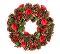 Christmas Wreath Large 14" Front Door Hanging Winter Wreath Garland (Red)