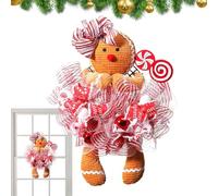 Christmas Wreath - Lightweight Gingerbread Christmas Wreaths | Decorative Gingerbread Doll with Lollipop | Gingerbread Hanger Candy Cane Christmas Decorations | Gingerbread Man Doll for Christmas