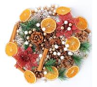 Christmas Wreath Making Supplies, Cinnamon Sticks, Dried Orange Slices, Artificial Pine Branches and Artificial Berries for Christmas Wreath Decoration, Natural Scent Diffuser