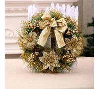 Christmas wreath Merry Christmas Party Poinsettia Pine Wreath Door Wall Garland Decoration Christmas Decora For Home Holiday Ornament Hanging, Christmas Wreath