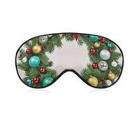 Christmas Wreath of Evergreen Branches Sleep Mask Comfort Travel Eye Masks with Adjustable Elastic Strap Soft Funny Block Light Sleep Eye Cover for Side Sleeper for Nap Men Women Gift