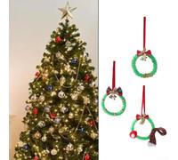 Christmas Wreath Pendant Set, 6-Pack Fabric Holiday Decoration for Tree, Door, Wall Festive Decor with Green and Red Mini Wreaths(C)