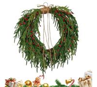 Christmas Wreath, Pine Green Home Decoration with Red Berries, 50 cm Realistic Garland Welcome Signs, for Autumn Window, Fireplace, Mantle, Hallway, Living Room, Garden, Farmhouse, Autumn