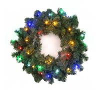 55cm Pre-Lit Green Christmas Wreath Alaskan Pine for Fireplaces Home Wall Door Stair Artificial Xmas Tree Garden Yard Decorations with 30 Multicolour LEDs