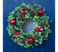 Christmas Wreath Red Apple & Glitter Pinecone Round 45cm Artificial Door Decor