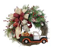 Christmas Wreath, Red Truck Christmas Wreath Truck Autumn Wreath at The Front Door, Decoration for Door Wall House, Fashion Unique for Festival