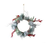 Christmas Wreath Set with Pine Cones and Berries - Natural Looking Artificial Holiday Door Decorations - 35cm Diameter Wreaths with 1.4m Festive Hanging Vine(A)