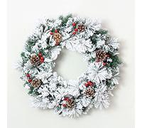 Christmas Wreath, Snow Scene Pine Cones Red Berries Decorative Wreath Wall Window Spooky Halloween Home Ornaments Christmas Thanksgiving Hanging Decoration