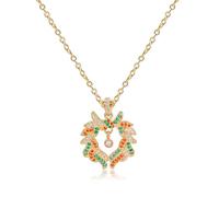 Christmas Wreath Sock Elk Pendant Necklace for Women, Festive Red Green Necklaces Chain Necklace Trendy Jewelry 2023 Christmas Party Festival Gift for Her, Zinc, No Gemstone
