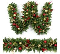 Christmas Wreath To Hang Over The Door, Red Berry Vine Ornament, Indoor And Outdoor Decoration, 2.7 Meters Long, Without Lights
