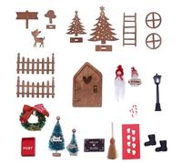 Christmas Wreath Tree Pretend Play Kids Role Play Model Set 1: 12 Miniature Accessories Cute Educational Toy Christmas Decorations