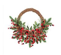 Christmas Wreath Wall Hanging Large Pine Cones red Fruit Half Decorated Christmas Wreath Festival Decor Front door Window Fireplace Decoration