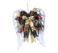 Christmas Wreath Wall Holiday Bow Angel Wing Decorative Xmas Wreath Garland 33 cmx40 cm, 33x40 cm