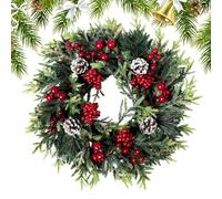 Christmas Wreath - Winter Wreaths For Front Door, Christmas Reef, Holiday Decor Artificial Door Wreath Decorative Christmass Wreaths Decorated With Pine Cones For Walls, Fireplaces, Parties