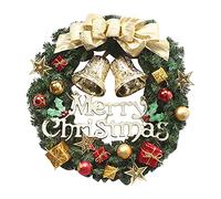 Christmas Wreath with Bells Christmas Decoration Door Hanging Rattan Circle Wreath Multi-Color Wreath Xmas Wreath Front Door Decor Merry Christmas Door Sign Winter