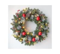 Christmas Wreath with LED Fairy Light Door Hanging Garland Pine 60cm with 50 lights