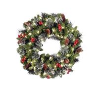 Christmas Wreath with LED Lights - 45cm/18 inch Large Artificial Wreaths with Berries, Pine Cones - Christmas Garland Hanging Ornament Wreaths for Fireplace Wall Window Door Christmas Outside Decor