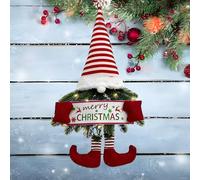Christmas Wreath with LED Lights, 50x30cm, for Front Door, Hanging Decorations, Merry Christmas Sign, Christmas Doll Garland for Xmas Tree, Wall, Window