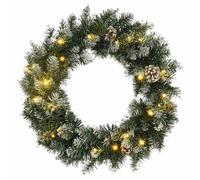 Christmas Wreath with LED Lights Green PVC Door Decor 45x45 cm/60x60 cm vidaXL
