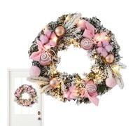 Christmas Wreath with Light - 11.8 Inch Pine Needle Ring, Festive Illuminated Garland, Battery Operated Decoration, Artificial Evergreen Ornament | For Holiday Mantle Door Wall Kitchen Indoor and Wint