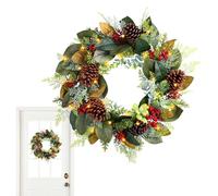 Christmas Wreath With Lights - 3D Seasonal Decoration | Artificial Winter Wreaths - for Home Indoor Outdoor Porch Wall Window Christmas Parties Holiday