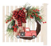 Christmas Wreath with Red Truck, Farmhouse, Reusable, Artificial, Door Ornaments for Railings, Front Doors, Entrance, Fireplaces, Back Doors