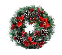 Christmas Wreaths for Front Door, 30cm/12inch Green Wreaths with Red Berries and Pinecone, Artificial Small Door Wreath Decoration for Farmhouse, Wedding, Home, Window, Wall, Fireplace