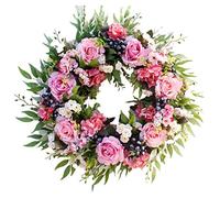 Christmas Wreaths for Front Door 55cm Rose Wreath, Large Rustic Farmhouse Decorative Artificial Flower Wreath, Faux Floral Wreath for Front Door Window Wedding